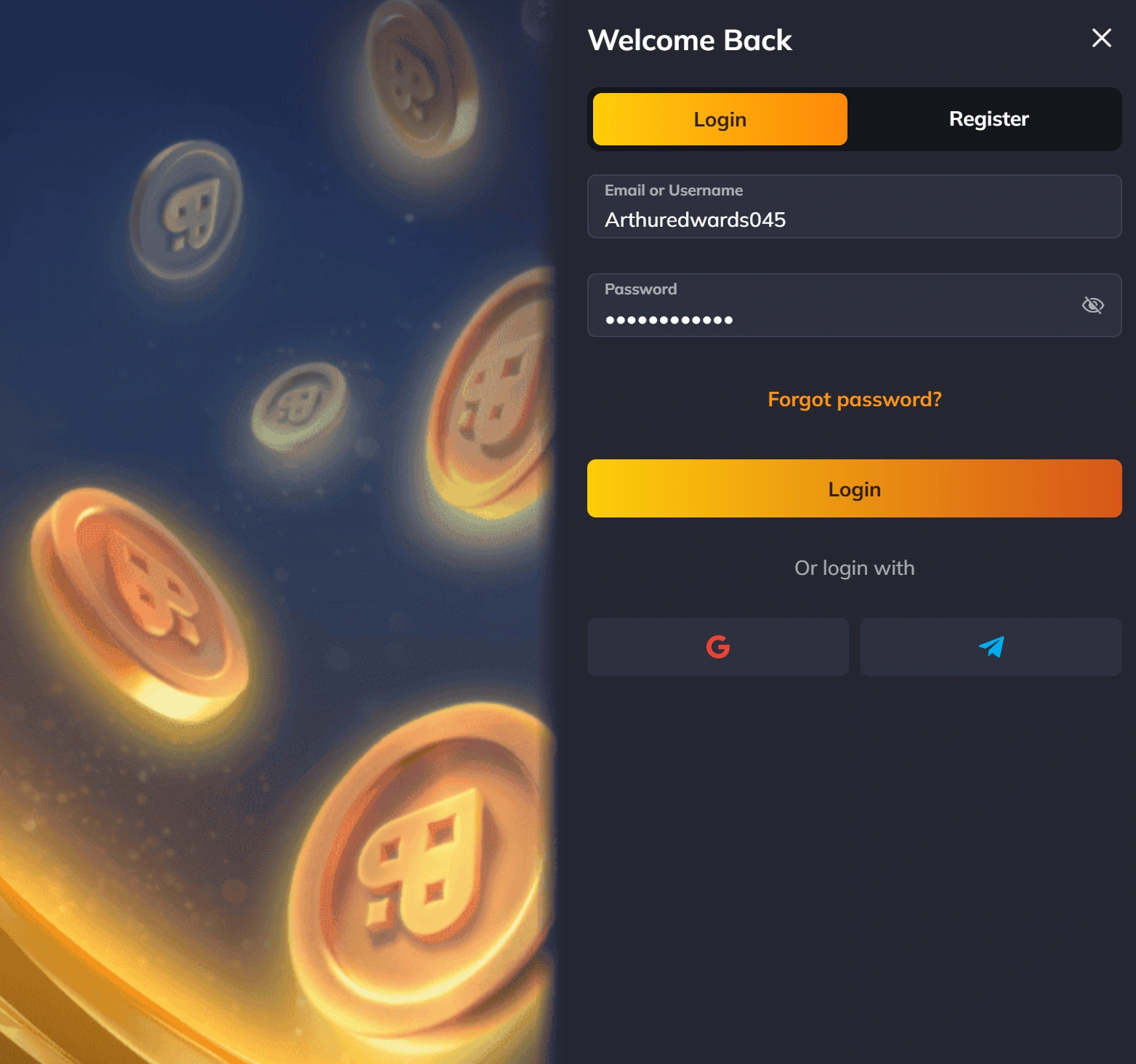 Vegastars Casino registration and login process